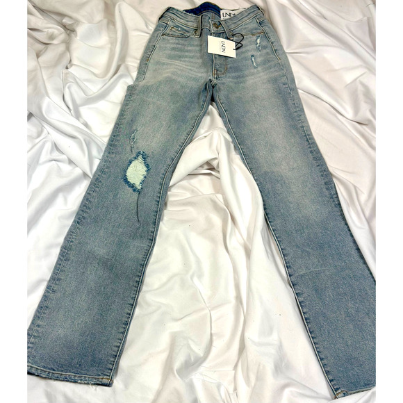 LNDN Landon Denim High Rise Straight Leg Distressed Jeans 25" Waist - Picture 11 of 16